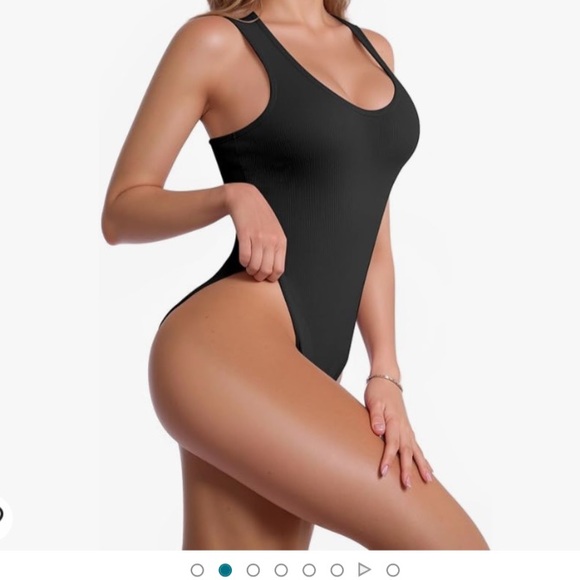 Bodysuit(Mangopop) black, ribbed, size small; NWOT - Picture 2 of 7